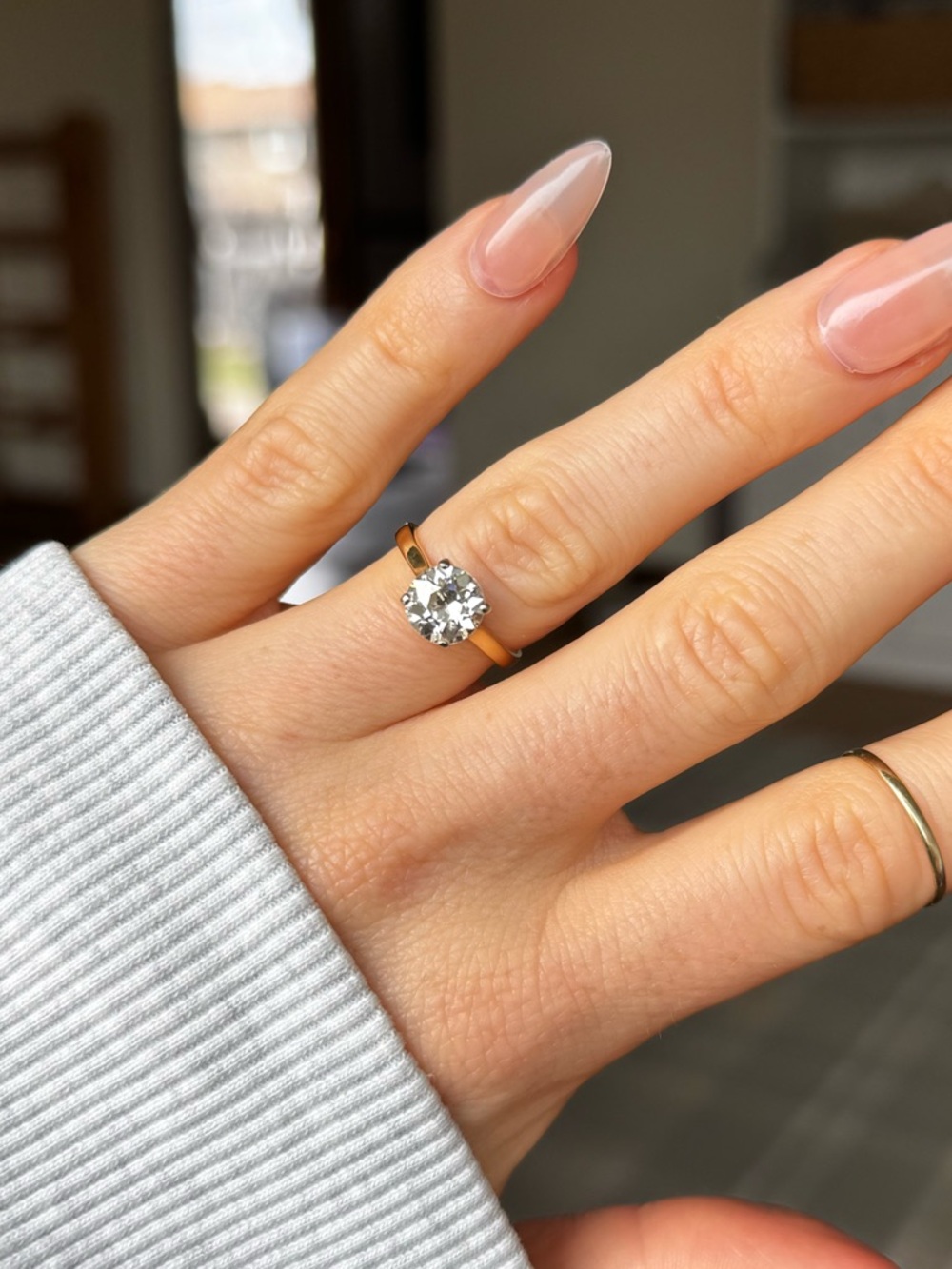 1.84 CARAT NATURAL Old European Cut Diamond 18k Karat Gold